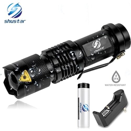 Mini LED Flashlight Waterproof LED Torch Adjustable Focus Flash Light Lamp use 14500 and 18650 battery For adventure, camping