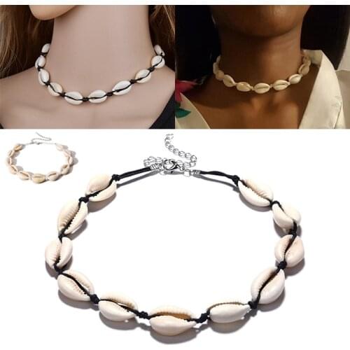 Fashion Natural Shell Necklace Handmade Rope Pearl Shell Jewelry Summer Hawaiian Style Short Clavicle Choker For Women Necklace