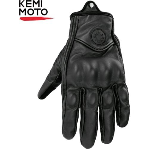 KEMiMOTO Motorcycle Real Leather Gloves Touch Screen Men Cycling Moto Guantes Motorbike Protective Gears Motocross Glove