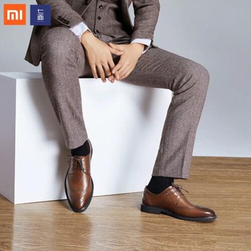 Xiaomi mijia qimian mens shoes Brock carved dress shoes retro wedding shoes business trend British Derby shoes