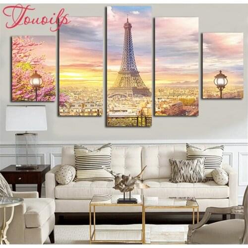TOUOILP 5 Pieces Paris Tower 5d Diamond Painting Cross Stitch icon 5d Diamond Embroidery for children diamond Mosaic pattern