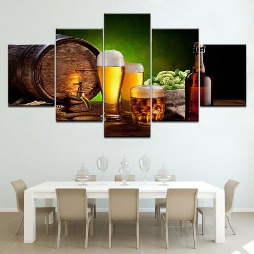 The beer 5 piece Wallpapers modern Modular Poster art Canvas painting for Living Room Home Decor
