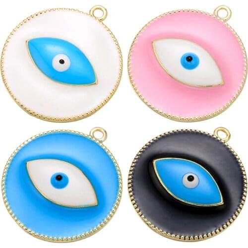 ZHUKOU 24.5x27.5mm reliable quality brass charming eye necklace pendant for women handmade DIY earrings making model: VD636