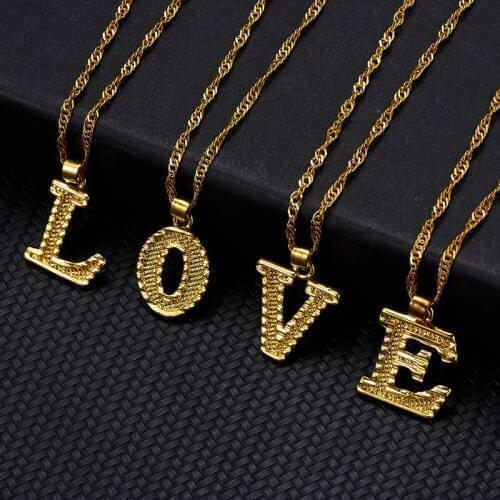 2021 Fashion Initial Letter Neckaces For Women Thiny Alphabet Pendant Gold Color Clavicle Chain Choker Jewelry Party Girls Gift
