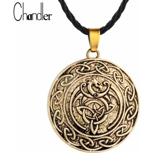 Chandler Valknut Viking Slavic Talisman Celti Knot Dragon Pendant Necklace For Mens Male Knot Amulet Viking Jewelry