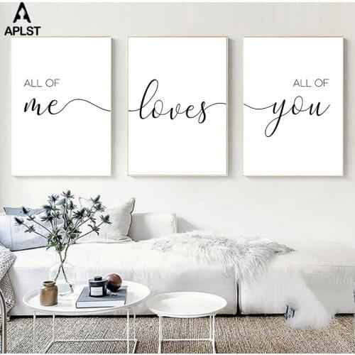 Love Quote Poster All of You Canvas Painting Modern Wall Art Letter Picture Prints Living Room Bedroom Home Decoration