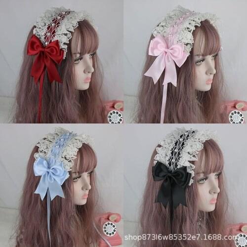 New Sweet Lolita Headband off-White Headpiece of Lace Lolita Wild Hair Band gothic Lolita accessories headband scrunchie