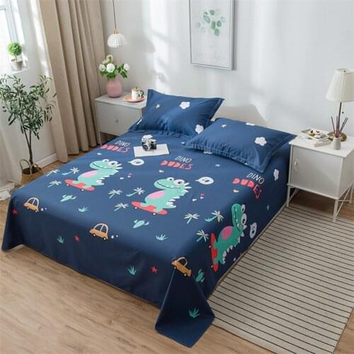 Pure Cotton Dinosaur Printed Bedding Sheets Kids Childs Cute Flat Sheet Soft Bed Linen Fashion Bedsheet (Pillowcase Need Order)