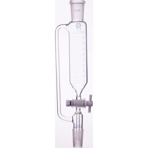 Separatory funnel constant pressure cylindrical shape,standard ground mouth.Capacity 100ml,Joint 24/40,PTFE switch valve
