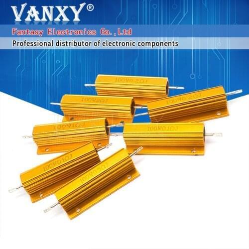 1PCS 100W Aluminum Power Metal Shell Case Wirewound Resistor 0.01 ~ 100K 0.1 0.5 1 2 4 6 8 10 20 100 150 200 300 500 1K 10K ohm