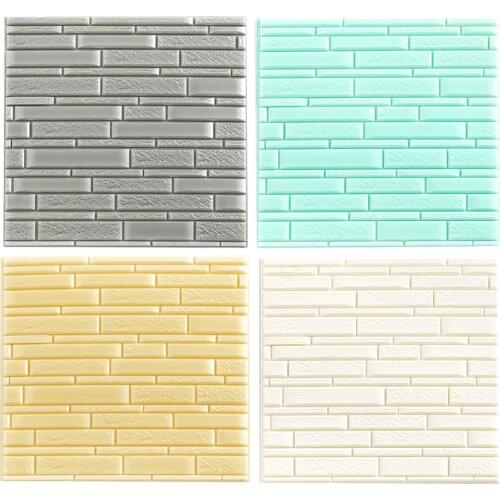 PE Foam Self Adhesive Wall Stickers, 3D Bricks Surface Style, Stripe Wall Paper Decorations Perfect for Living Room
