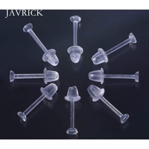 100 Set Hypoallergenic Simple Plastic Earrings Clear Ear Pins Needle and Resin Earring Backs DIY Ear Accessories Jewelry Making