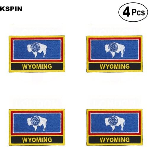U.S.A Wyoming Rectangular Shape Flag Iron on Saw on Patches Embroidered Flag Patches National Flag Patches for Clothing