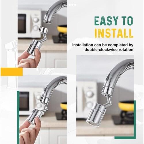 Universal 720° Splash Filter Faucet Kitchen Sink Extension Extender Single Handle Dual Control With External Thread and Adapter
