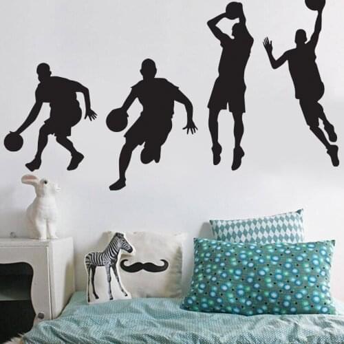 Basketball player dribbling dunk vinyl wall decal diy art mural kids rooms decor removable wall stickers