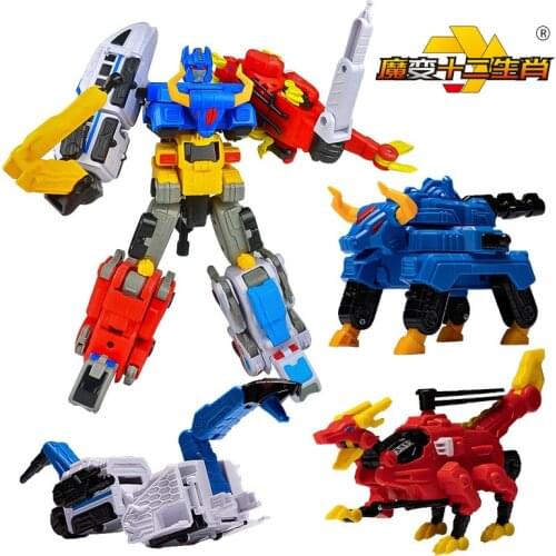 Magical Zodiac Transformation Robot Toy Deformation 6 in 1 Boss Assemble and Install Robot Figure Action Animal Model Dog Dragon