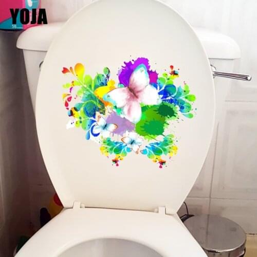 YOJA 23.7X19.6CM Colorful Ink Butterfly Childern Bedroom Decor Fashion Cartoon Wall Sticker Toilet Decal T1-2313