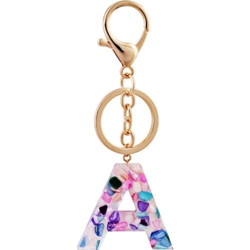 Candy Color Acrylic Letter Keychain For Women Creative 26 English Letters Colorful Resin Bay Keyring Car Key Chain Jewelry A826