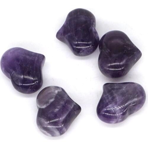 1" Puffy Love Heart Assorted Natural Amethyst Hand Carving Reiki Healing Energy Chakra Gift 2pcs