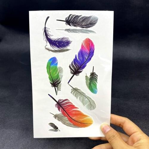 1PC Summer Style Watercolor Feather Bird Temporary Tattoo Women Tribal Henna Fake Tattoo Men Body Arm Art Drawing 3D Tatto Stick