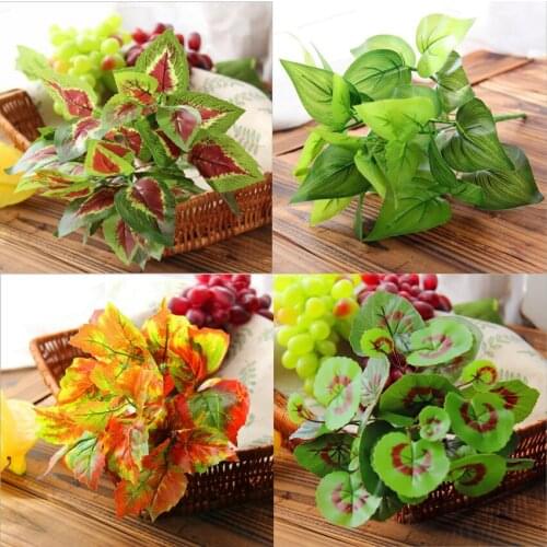 2pcs Artificial Green Fake Plants Artificial Maple leaf Hydrocotyle verticillata Grass Heart-shaped Leaf Home Garden Decor