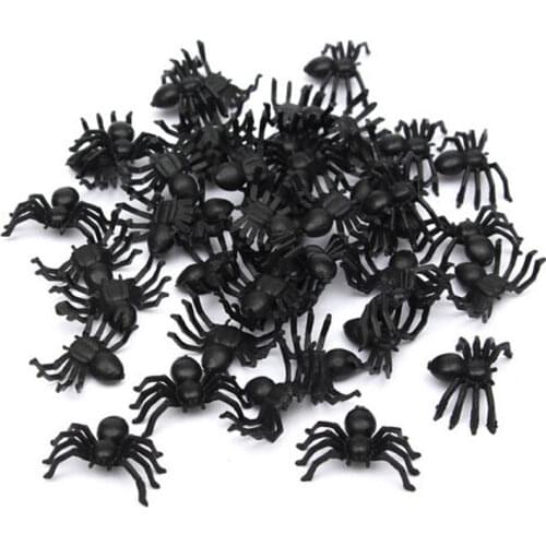 50pcs horror black spider haunted house spider web bar party decoration supplies simulation tricky toy halloween decoration@3