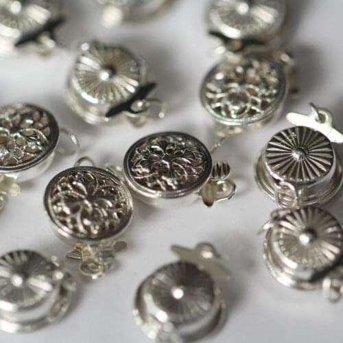 925 sterling silver round flower buckle necklace buckle bracelet buckle Joker buckle 925diy