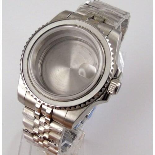 Nologo 40mm Automatic Steel Watch Case for NH35A NH36A Movement jubilee Strap Sapphire Glass Screw Crown