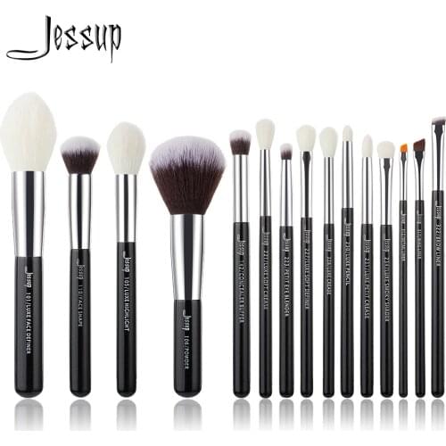 Jessup Brand Black/Silver Professional Makeup Brushes Brush set Beauty Tools Make up Foundation Powder natural-synthetic hair