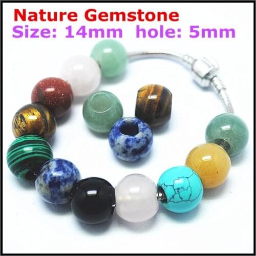 5pcs nature gem stone spacer beads blue jasperr agatee sodalite black onyx malachite bracelets making big hole 12mm 14mm 16mm