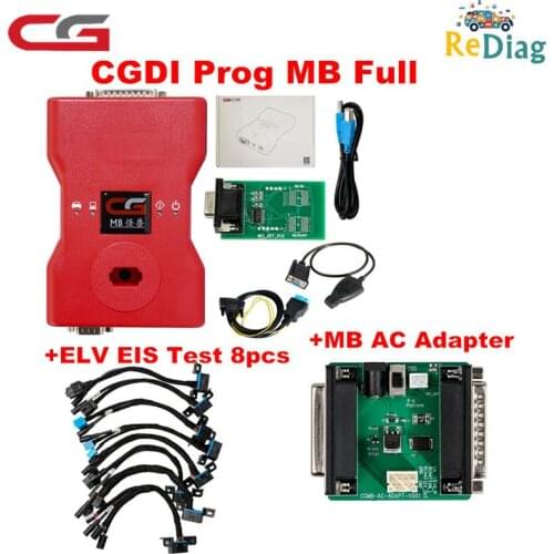 CGDI MB For BENZ Key Programmer Via OBD Support All Key Lost With ELV Repair Adapter& AC Adapter& ELV Simulator& EIS ELV 8Cables