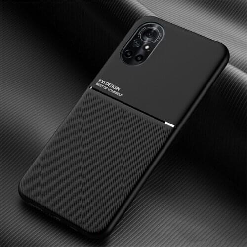 Matte Leather Texture Car Magnetic Holder Silicone Case For Huawei Nova 2i 3i 5 i 6 6se 7 7i 7se 8 Pro SE Shockproof Cover Coque