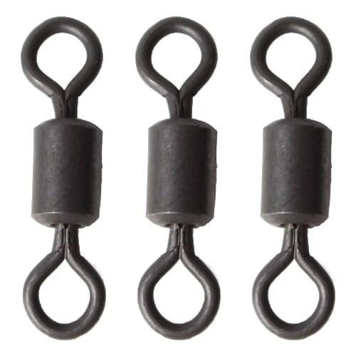100pcs Matte Black Fishing Rolling Swivels Carp Rigs Long Body Fishing Swivel Connector Carp Fishing Accessories Tackle