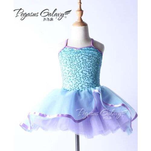 Children Sky Blue Sequins Ballerina Costume Dance Wear Girls Ballet Dress Adults Stage Peformance Ballet Dancing Clothes Women