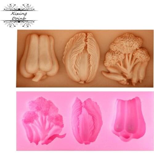 DIY vegetable cabbage green pepper west blue flower shape silica gel mold sugar craft chocolate cake decoration tool
