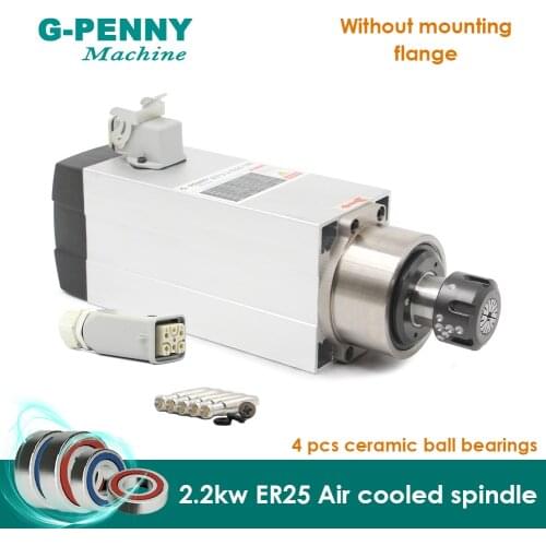 New Product!220V2.2KWER25 CNC Air Cooled Spindle Motor Air Cooling motor wood working 4pcs ceramic ball bearings 0.01mm accuracy