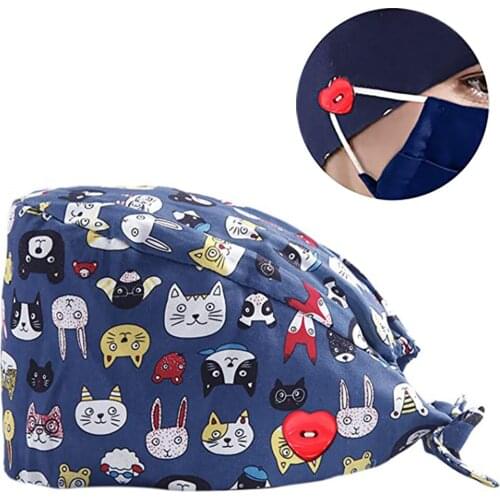 Surgicals Cap Cotton Anime Printing Nursing Caps Beauty Salon Lab Pet Store Working Accessories Scrub Hats gorros quirurgicos A5