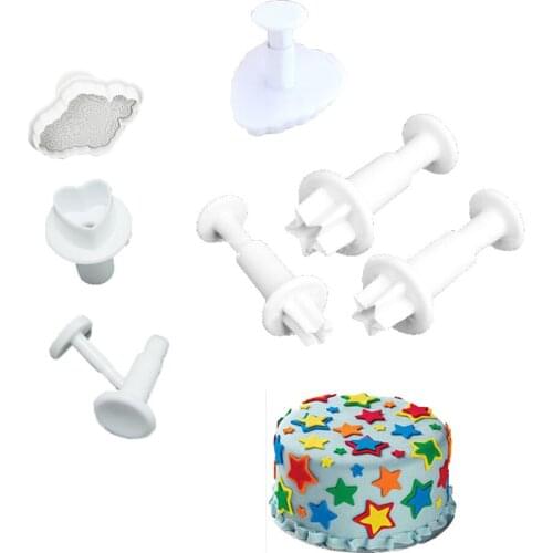 Christmas Cake Decorating Tools 3Pcs/Set Mini Star Fondant Cake Decorating Plunger Biscuit Cookies Cutter Diy Mold cake mold