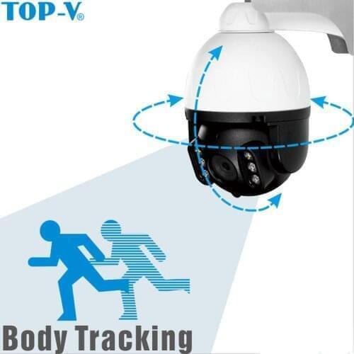 TOP-V Solar Power IP Camera 1080P WiFi Camera 4X Zoom 2 Way Audio Waterproof Wireless Outdoor Wireless Security Cameras