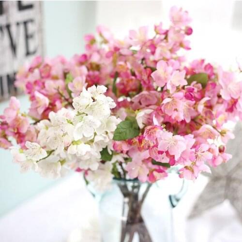 K16237 4PCS Crafts Simulation Cherry blossoms Wedding Artificial flowers Valentines Day Flower Christmas silk Decorative Flower