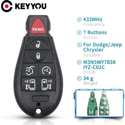 KEYYOU 5X 3Button Remote Car Key 433Mhz ID46 Chip For Dodge Grand Caravan Journey 2008 2009 2010 2011 2012 2013 2014 M3N5WY783X