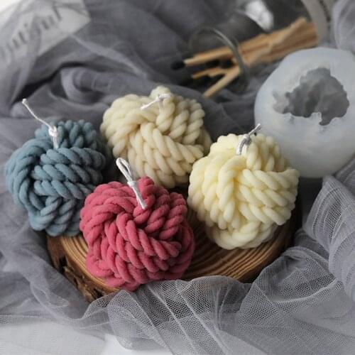 Korean Woolen Yarn Ball Candle Mold Hair Ball Hemp Rope Ball Cute Candle Silicone Mold Mousse Chocolate Cake Mold Candle Making