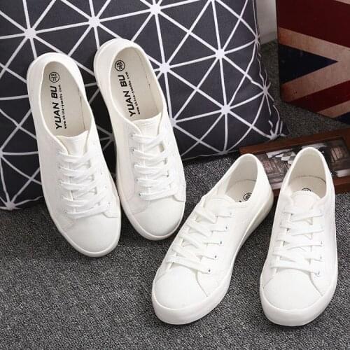 Classic Women Vulcanized Solid Shoes Couples Sneakers Ladies Lace-up Mens Casual Shoes Breathable Walking Canvas Shoes