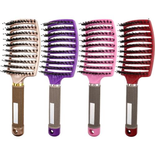 Brushy Anti Klit Hairbrush Women Female Hair Scalp Massage Comb Bristle&nylon Hairbrush Wet Curly Detangle Hair Brush for Salon