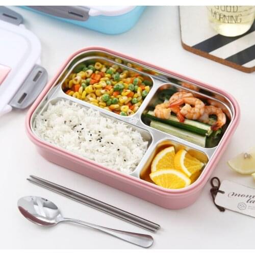 Stainless Steel Lunch Box For Kids With Bag Spoon Set Bento Box Leakproof Japanese Style Food Container Thermal Lunchbox