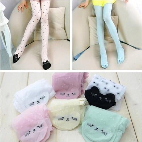 1-9Y summer cute cat girl pantyhose children 15D stockings kids baby pantyhose cartoon characters thin tight long stockings