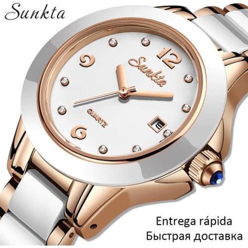 LIGE Brand Sunkta Women Watch 2021 Fashion Ladies Ceramic Wrist Watch Women Dress Watches Stainless Steel Waterproof Date Clock