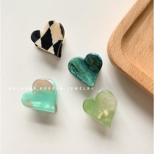 Sweet Mini Acetate Hair Claws Crab Clamps Charm Heart Shape Leopard Women Girls Small Size Hair Clip Headdress Hair Accessories