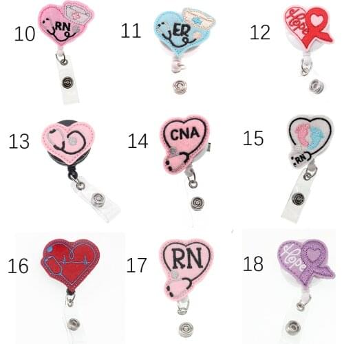 Cute Retractable Nurse ID Badge Reel Holder Medical Heart Badge Reel Key Card Tag