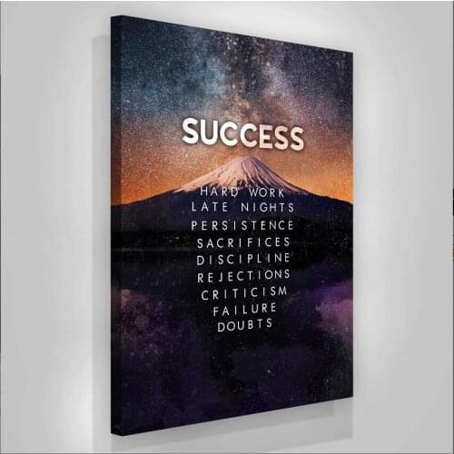 HD Motivational Poster Success Quotes Ice Mountain Reflection Print Nordic Wall Art Painting Home Office Room Decoration Picture